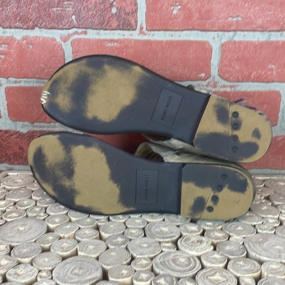 Nine West Cadette Taupe Gray Leather Boho T Strap Lace Up Sandals 9.5 - Picture 12 of 14